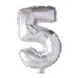 Balon z cyfrą Globos '5', srebrny, foliowy, 40cm, na hel