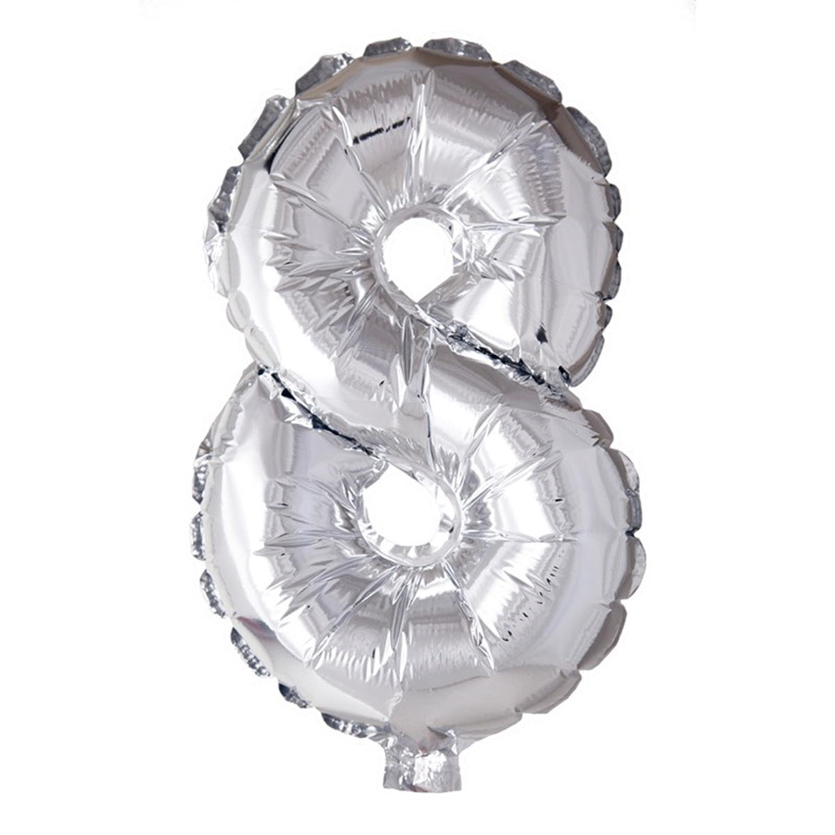 Balon z cyfrą Globos numer '8', srebrny, foliowy, 40cm, na hel