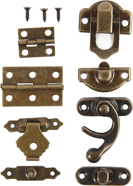 Firma Creativ https: www.cchobby.nl mini-beslag-size-16x19-19x29-5-mm-antiek-goud-15-set-1-doos