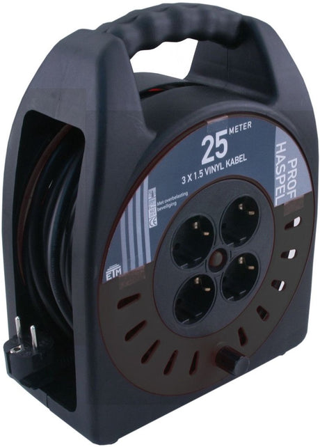 Puszka kablowa Q-link - profesjonalna - uziemiona - 3 x 1,5 mmâ² - 25 m - czarno-żółta