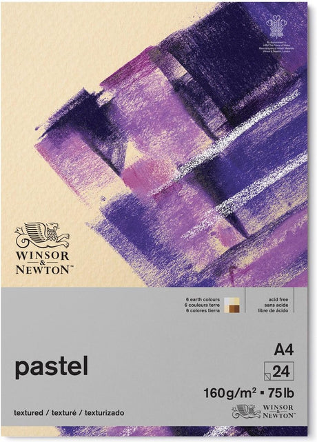 Winsor Newton 6660765 Blok pastelowy A4 – Odcienie ziemi, 160g m², 24 kartki, Papier pastelowy do kredek pastelowych, Ołówek węglowy