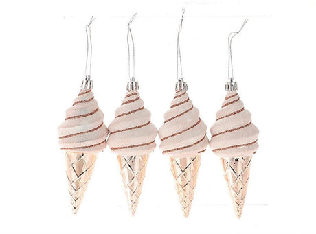 Hbx naturalny żywy wisiorek świąteczny zestaw lodów 4 sztuki 19,1x5,2x13,2cm różowy
