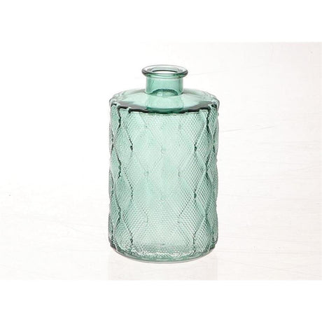 Hbx naturalny żywy wazon ze szkła vintage z reliefem ø9xw15cm zielony