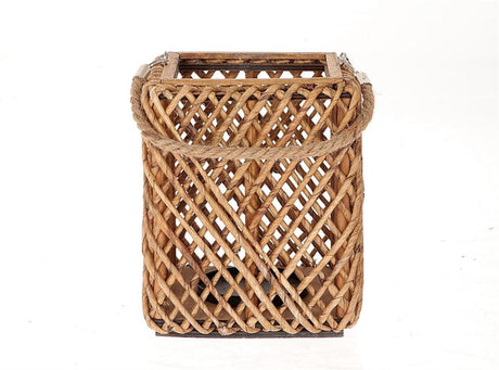 Hbx natural Living Hbx Living Latarnia Sentio ze szkłem z trawy 20x20x25cm brązowa