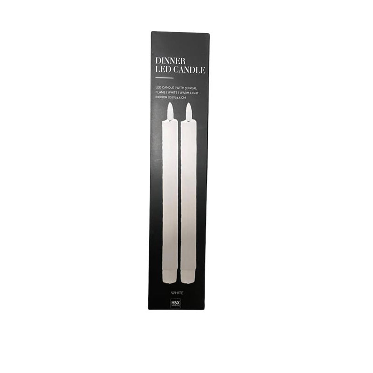 Zestaw świec obiadowych LED Hbx Natural Living z efektem płomienia, średnica 2x24,5 cm, kolor biały