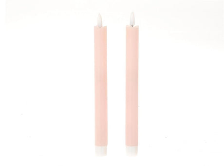 HBx naturalna żywa świeca obiadowa LED płomień 24,5 cm różowa