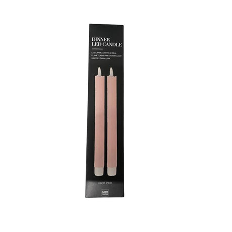 HBx naturalna żywa świeca obiadowa LED płomień 24,5 cm różowa