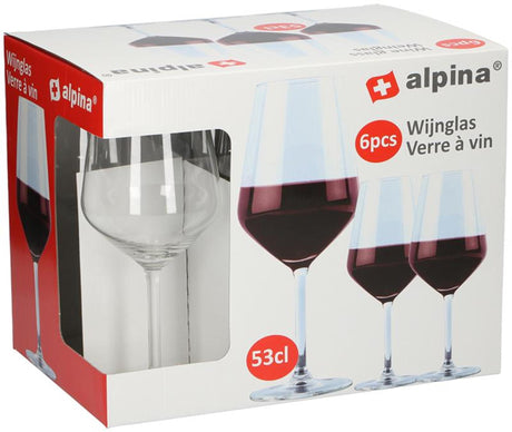 Kieliszki do wina Alpina czerwone wino - 6 sztuk kieliszki do czerwonego wina - kieliszek do wina 53cl - zestaw kieliszków do wina - zestaw kieliszków do obiadu - kieliszki do wina - przezroczyste szkło