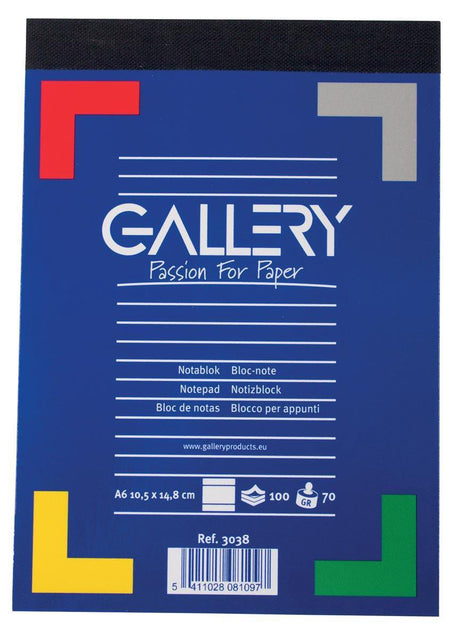 Notatnik galeria o wymiarach 105 x 148 cm (a6) blok w linie zawierający 100 kartek