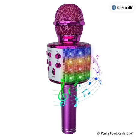 Partyfun Lights, mikrofon do karaoke, głośnik imprezowy, różowy, 1200ma
