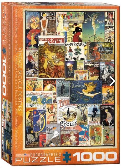 Eurographics - plakaty rowerowe w stylu vintage [plakaty rowerowe w stylu vintage] - 1000 elementów 48×68cm (szer.×wys.) - układanka