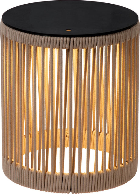 Lucide pingi - ładowalna lampa podłogowa do użytku na zewnątrz - akumulator - ø 33,5 cm - led 3 stepdim - 1x3w 3000k - ip44 - taupe - japandi
