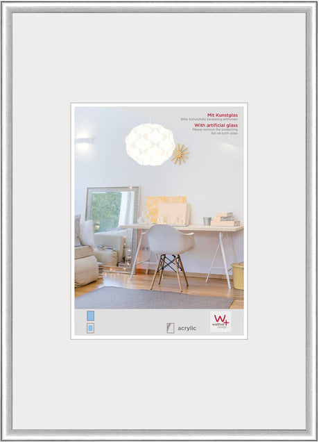Walther new lifestyle - plastikowa ramka - rozmiar zdjęcia 40x50 cm - szkło artystyczne - srebrne