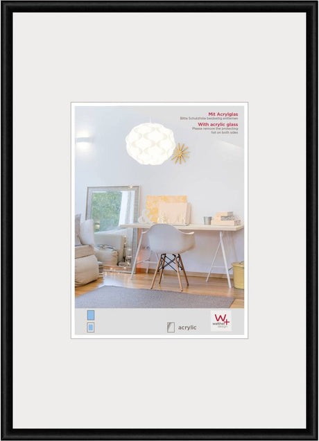 Walther new lifestyle - plastikowa ramka - rozmiar zdjęcia 40x60 cm - szkło artystyczne - czarne
