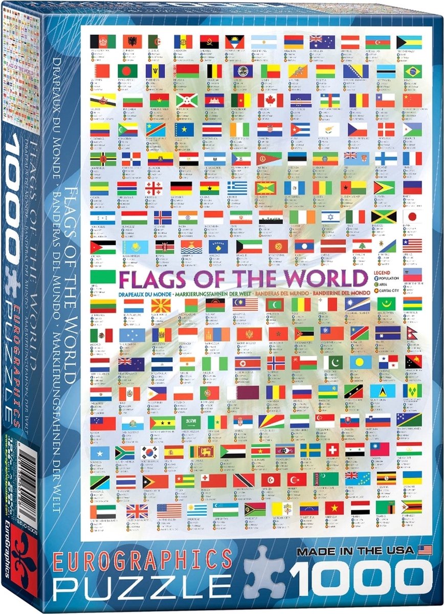 Eurographics - flagi świata - 1000 elementów 48×68cm (szer.×wys.) - układanka