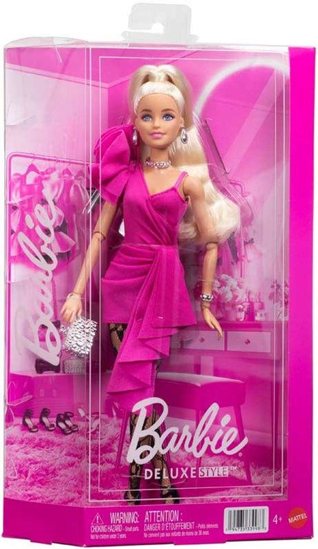 Lalka Barbie w stylu deluxe - w różowej sukience i czarnych majtkach - lalka modowa