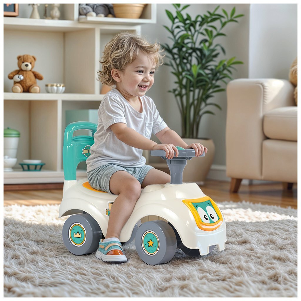 Dolu sit 'n ride, turkusowy, żółty samochód spacerowy