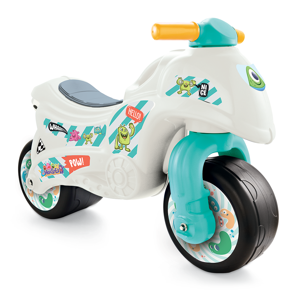 Dolu mój pierwszy silnik kroczący moto biały czarny