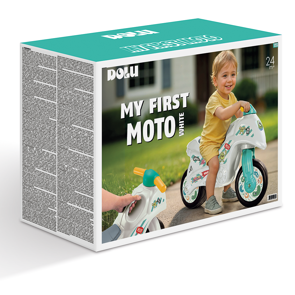 Dolu mój pierwszy silnik kroczący moto biały czarny