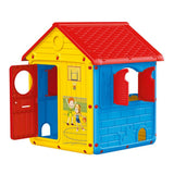 Domek Dolu Dolu 132x104x104 cm Czerwony Żółty Niebieski