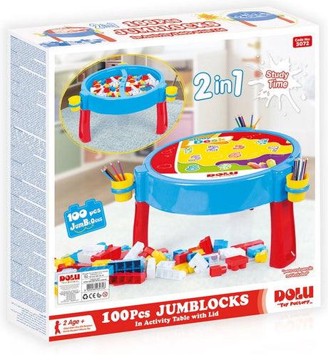 Stół aktywności Dolu zawierający 100 klocków