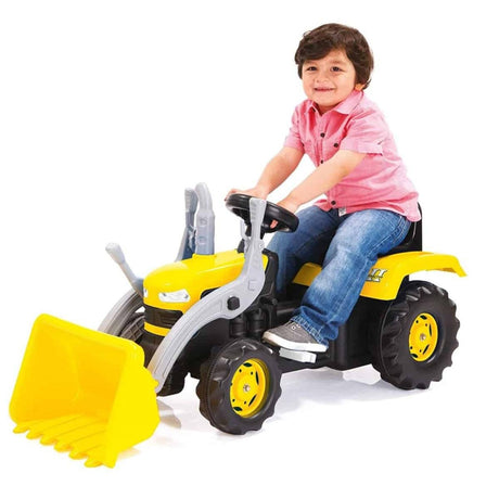 Traktor na pedały Dolu z klaksonem ładowacza czołowego, żółto-czarny