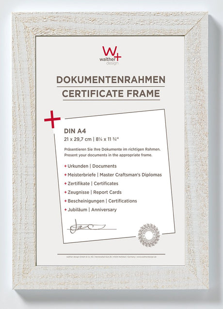 Dom Walther - rama drewniana - rozmiar zdjęcia 21x29,7 (din A4) cm - biel polarna