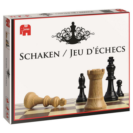 Szachy Jumbo 1 kartonowa plansza (30x30cm) z 32 drewnianymi pionkami.