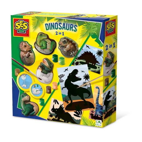 Ses Creative – dinozaury 2 w 1 – malowanie metodą odlewniczą i rysowanie – z formą odlewniczą, gipsem, farbą, zdrapkami i długopisem – od 5 lat