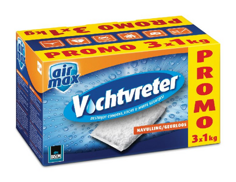 Bison wilgoć absorber® neutralny worek uzupełniający 3x 1 kg nadaje się do pochłaniacza wilgoci®, zwalcza wysoką wilgotność, nie wymaga baterii, nadaje się również do przyczep kempingowych i kamperów