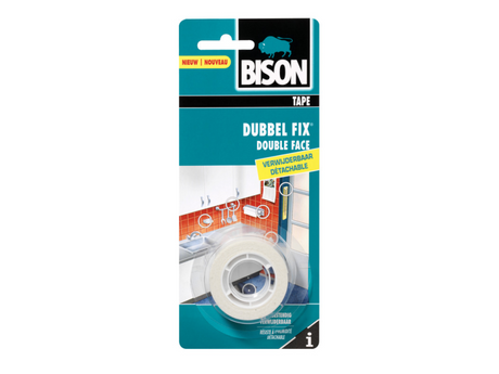 Taśma montażowa Bison doublefix zdejmowana 1,5 m x 19 mm - do wnętrz - dwustronna taśma klejąca, wyjątkowo mocna, alternatywnie wkręty samowiercące, można usunąć bez śladów