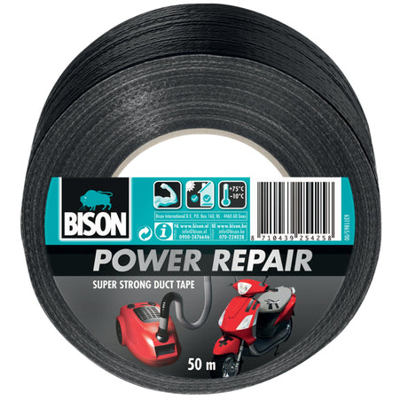 Taśma naprawcza Bison Power czarna 50 metrów x 4,8 cm