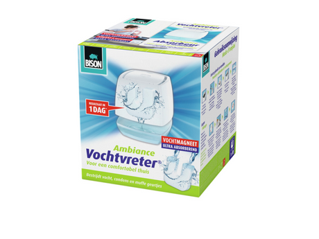 Bison wilgoć absorber® ambiance, osuszacz, zwalcza wilgoć i pleśń w pomieszczeniach mieszkalnych, unikalny system cyrkulacji powietrza, 450 g, biały, nadaje się również do przyczep kempingowych i kamperów