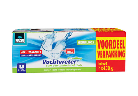 Bison wilgoć absorber® magnes 450g 3+1 gratis - bezzapachowy wkład do urządzenia wilgoć absorber®, 4x 450 g, zwalcza wysoką wilgotność w pomieszczeniach mieszkalnych, nadaje się również do przyczep kempingowych i kamperów