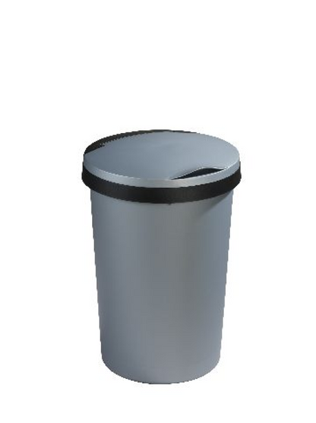 Kosz na śmieci Sunware Twinga z klapką, 45 litrów, metalowy, czarny, średnica 37,5 x 54 cm