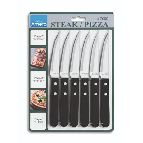 Zestaw noży do steków do pizzy Amefa, 6-częściowy, czarny