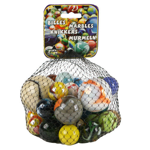 Don Juan walenie i mega walenie marmurkami 1 kilogram w worku siatkowym (2x50mm, 2x42mm, 3x33mm, 15x25mm)