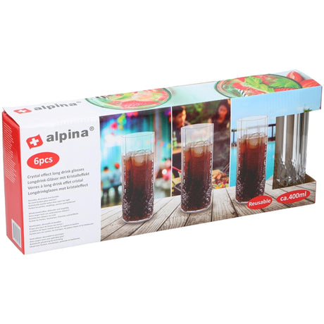 Alpina zestaw szklanek do long drinków plastikowy 6-częściowy 400ml