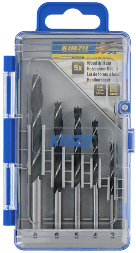Zestaw wierteł do drewna Kinzo, 5-częściowy (3-8mm)