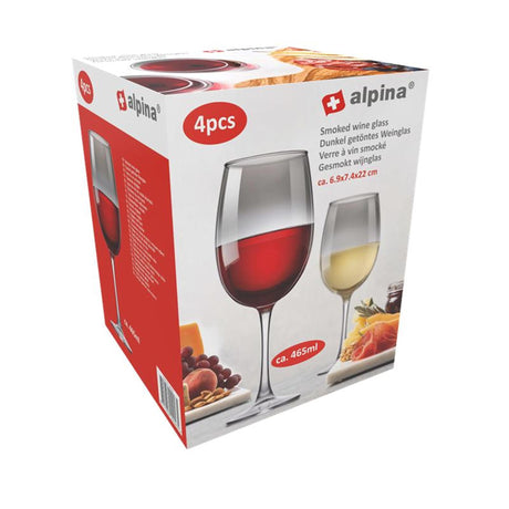 Kieliszek do czerwonego wina Alpina w kolorze dymnym 465ml, opakowanie 4 sztuki