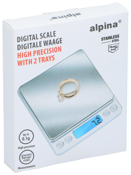 Alpina keukenweegschaal digitaal - precisie weegschaal keuken met 2 bakjes - digitale keukenweegschaal met tarra functie en kom - lcd display