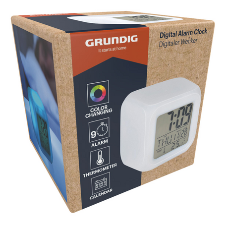 Grundig digitale wekker 7,8x7,8x7,8cm color changing
