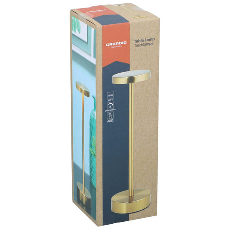 Lampa stołowa Grundig płaska w kolorze złotym USB-C akumulatorowa 32x8cm