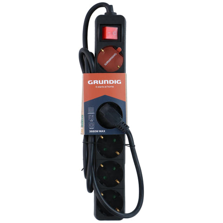 Listwa zasilająca Grundig czarna z włącznikiem 6-kierunkowym 1,5m