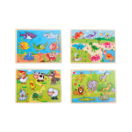Drewniane puzzle ze zwierzętami 9szt. 30x22x1,5cm