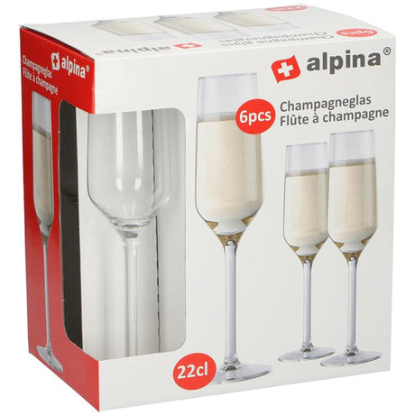Kieliszki do szampana Alpina - flet - 220 mililitrów - 6 sztuk