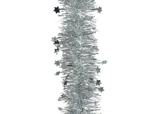 Girlanda choinkowa Decoris gwiazda lametta 10cmx270cm srebrna