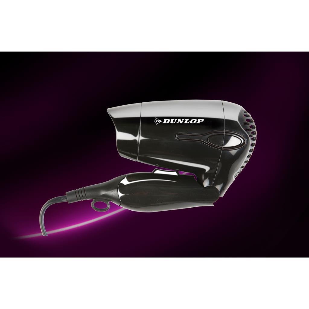Podróżna suszarka do włosów Dunlop 1200 W, czarna