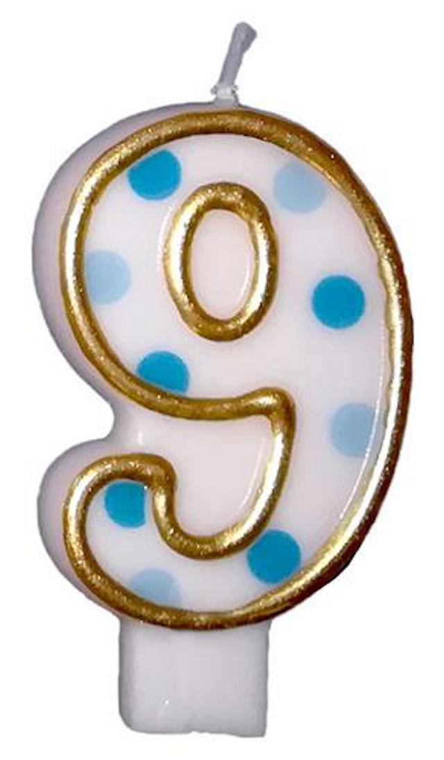 Nummerkaars 9 jaar blauw