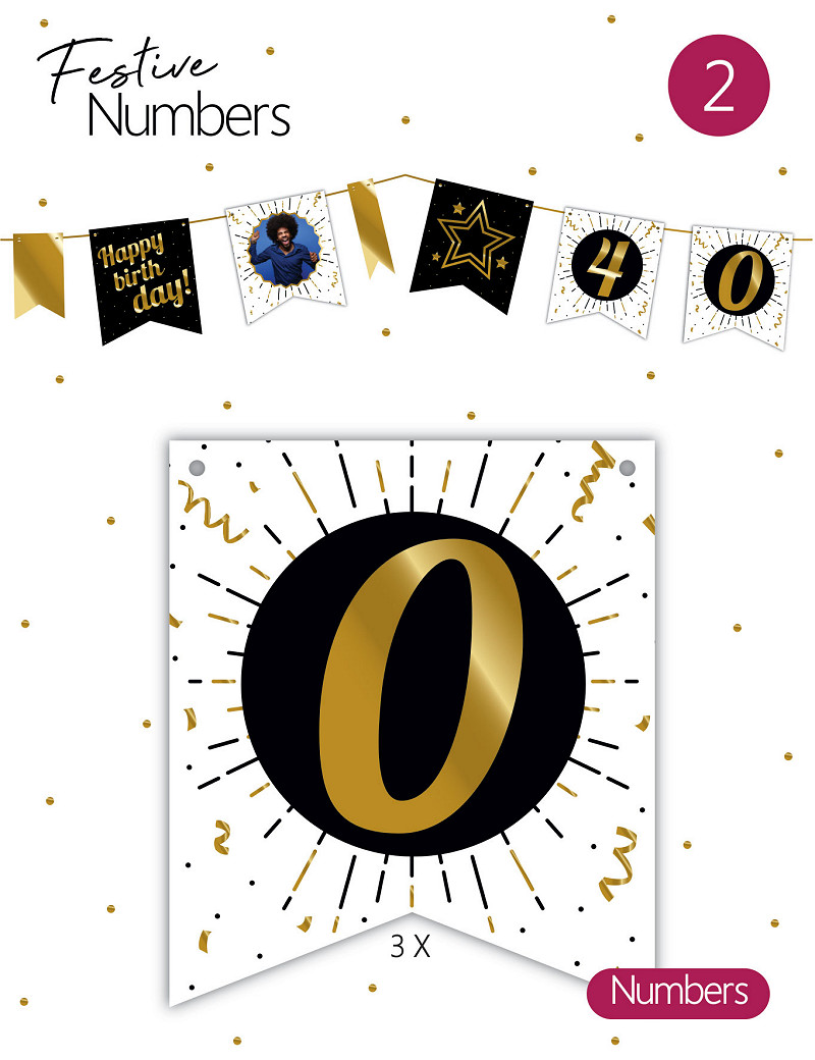 Festive numbers nr 0 3 stuks